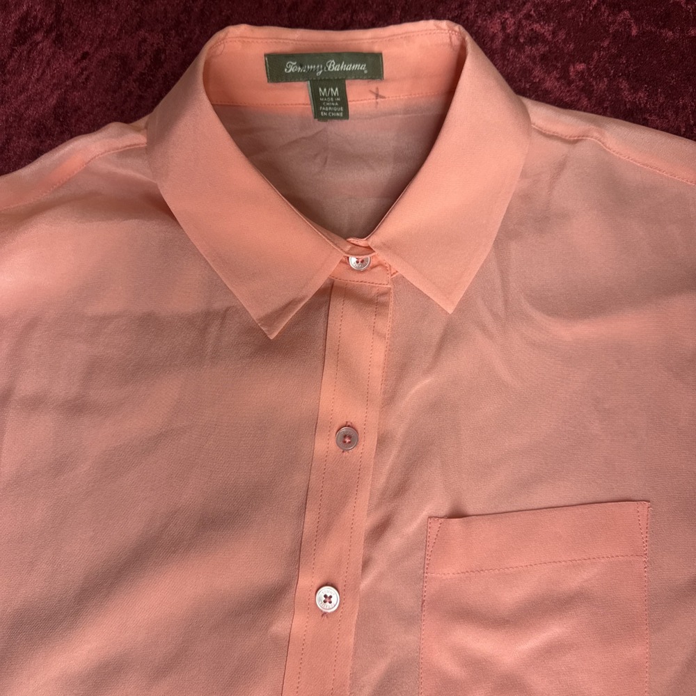 Tommy Bahama Women Pink Medium Sleeveless Button-Down Shirt‎ M Thin - Picture 2 of 11